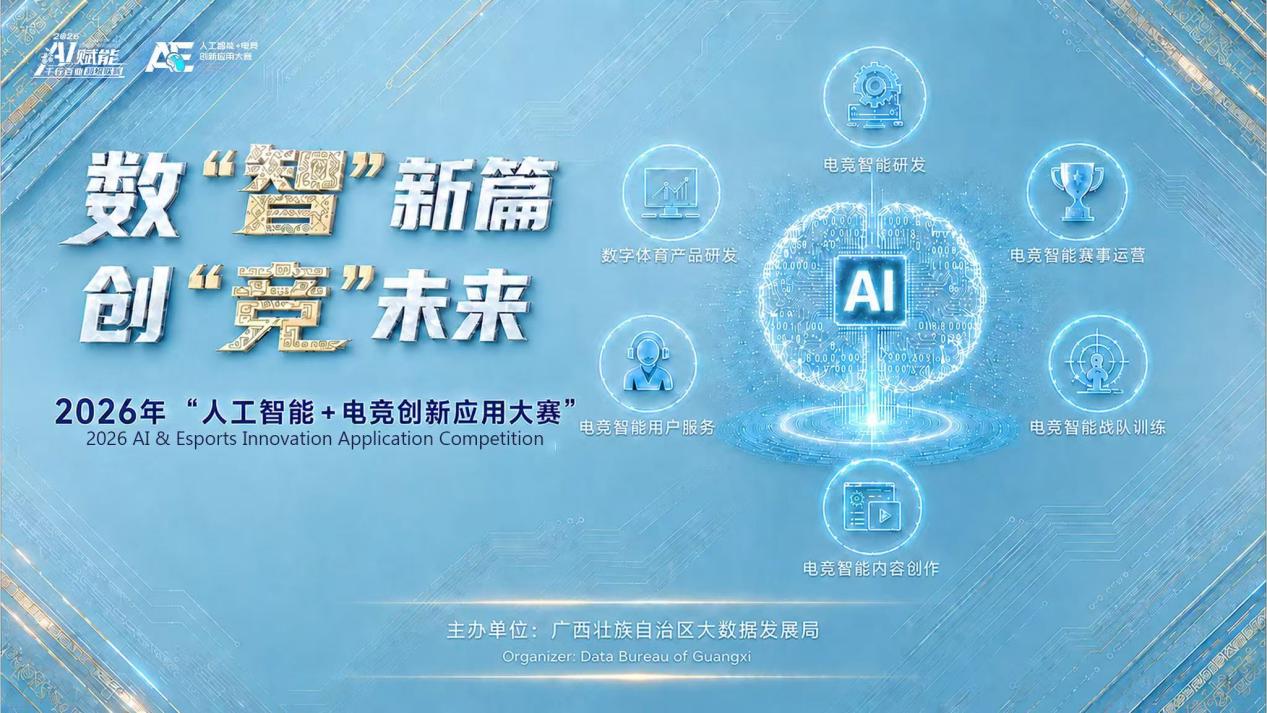 2026 人工智能+电竞创新应用大赛 数智新篇 创竞未来 主视觉